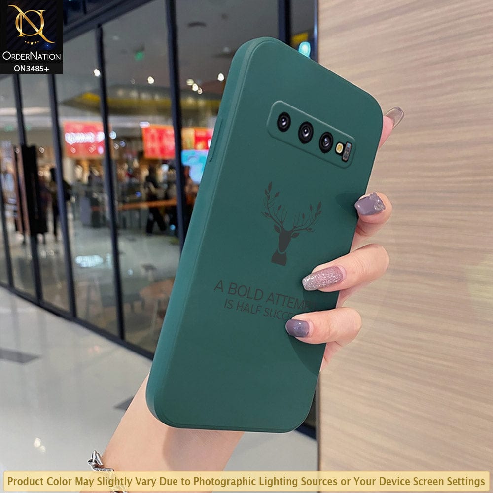 Samsung Galaxy S10 Plus Cover - Dark Green - HQ Liquid Silicone Elegant Colors Camera Protection Soft Case ( Fast Delivery )