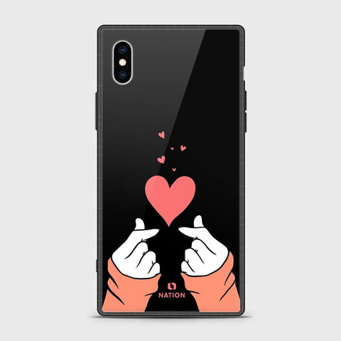 iPhone XS Cover - Onation Heart Series - HQ Ultra Shine Premium Infinity Glass Soft Silicon Borders Case