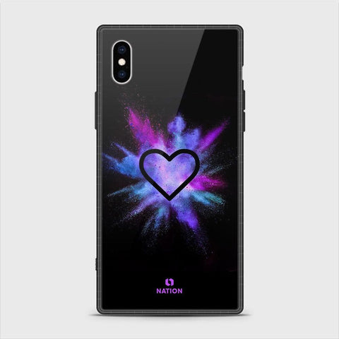 iPhone XS Cover - Onation Heart Series - HQ Ultra Shine Premium Infinity Glass Soft Silicon Borders Case