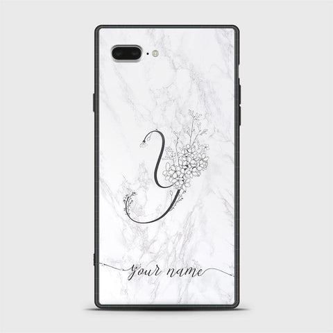 iPhone 8 Plus / 7 Plus Cover -Personalized Alphabet Series - HQ Ultra Shine Premium Infinity Glass Soft Silicon Borders Case