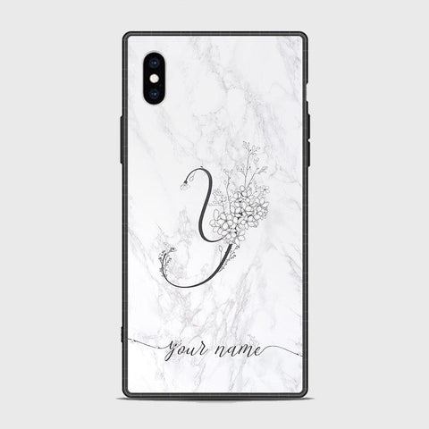 iPhone XS Max Cover -Personalized Alphabet Series - HQ Ultra Shine Premium Infinity Glass Soft Silicon Borders Case