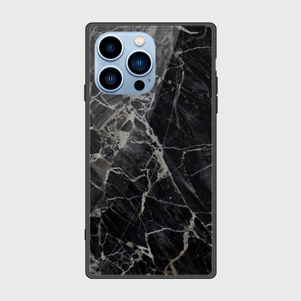 iPhone 13 Pro Cover- Black Marble Series - HQ Ultra Shine Premium Infinity Glass Soft Silicon Borders Case