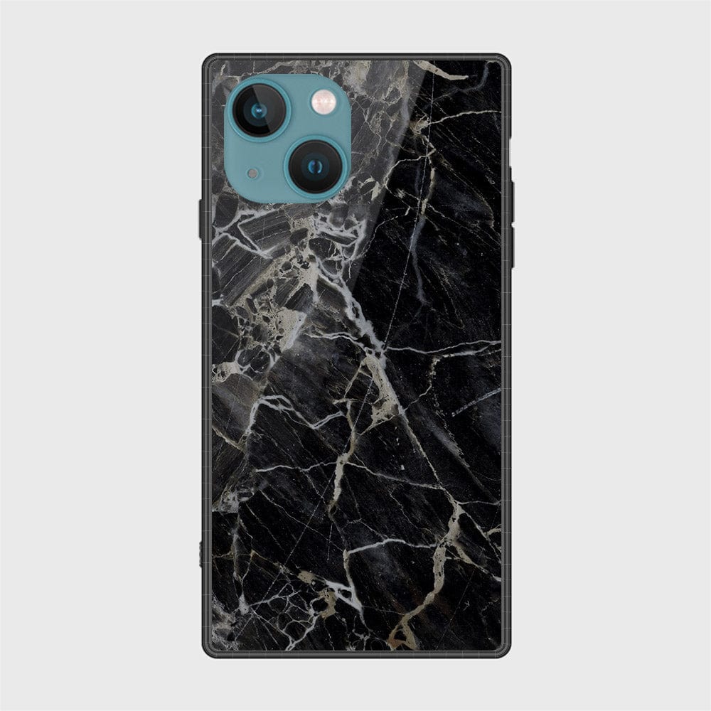 iPhone 14 Cover- Black Marble Series - HQ Ultra Shine Premium Infinity Glass Soft Silicon Borders Case