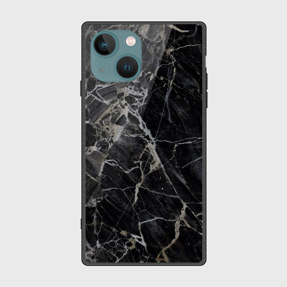 iPhone 14 Plus Cover- Black Marble Series - HQ Ultra Shine Premium Infinity Glass Soft Silicon Borders Case