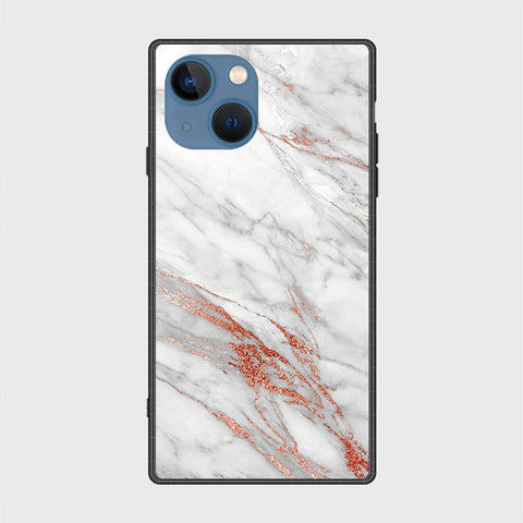 iPhone 13 Cover- White Marble Series - HQ Ultra Shine Premium Infinity Glass Soft Silicon Borders Case