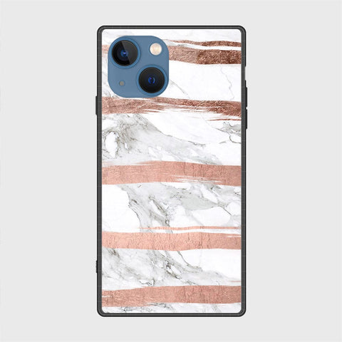 iPhone 13 Cover- White Marble Series - HQ Ultra Shine Premium Infinity Glass Soft Silicon Borders Case