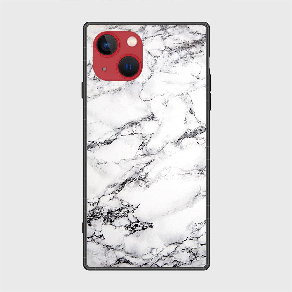 iPhone 13 Mini Cover- White Marble Series - HQ Ultra Shine Premium Infinity Glass Soft Silicon Borders Case