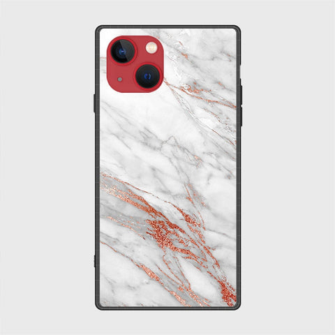 iPhone 13 Mini Cover- White Marble Series - HQ Ultra Shine Premium Infinity Glass Soft Silicon Borders Case