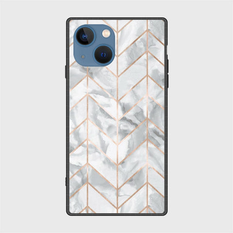 iPhone 13 Cover- White Marble Series 2 - HQ Ultra Shine Premium Infinity Glass Soft Silicon Borders Case