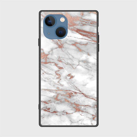 iPhone 13 Cover- White Marble Series 2 - HQ Ultra Shine Premium Infinity Glass Soft Silicon Borders Case