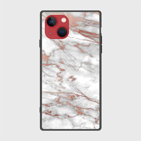 iPhone 13 Mini Cover- White Marble Series 2 - HQ Ultra Shine Premium Infinity Glass Soft Silicon Borders Case