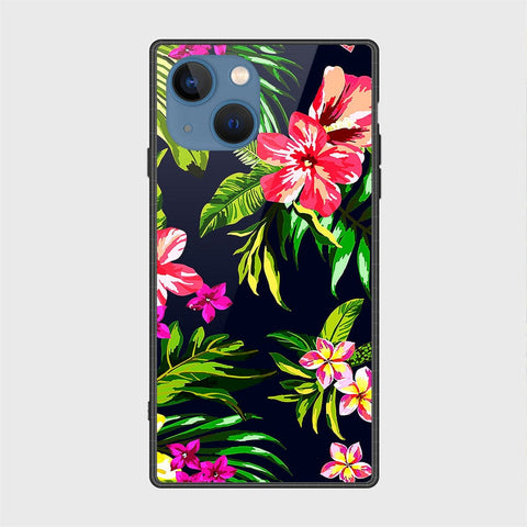 iPhone 13 Cover- Floral Series - HQ Ultra Shine Premium Infinity Glass Soft Silicon Borders Case