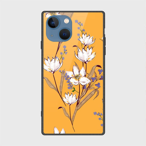 iPhone 13 Cover- Floral Series - HQ Ultra Shine Premium Infinity Glass Soft Silicon Borders Case