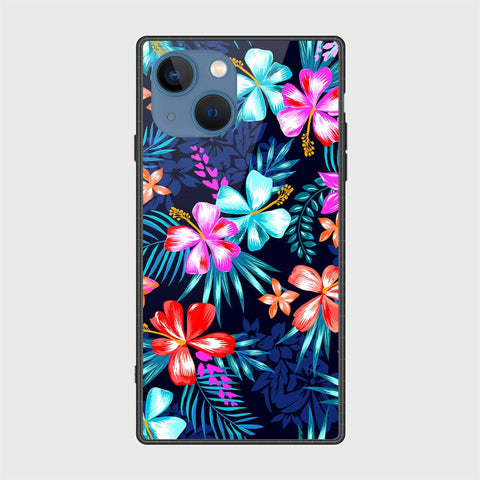 iPhone 13 Cover- Floral Series - HQ Ultra Shine Premium Infinity Glass Soft Silicon Borders Case