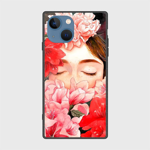 iPhone 13 Cover- Floral Series - HQ Ultra Shine Premium Infinity Glass Soft Silicon Borders Case