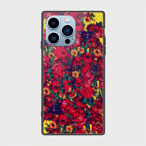 iPhone 13 Pro Cover- Floral Series - HQ Ultra Shine Premium Infinity Glass Soft Silicon Borders Case