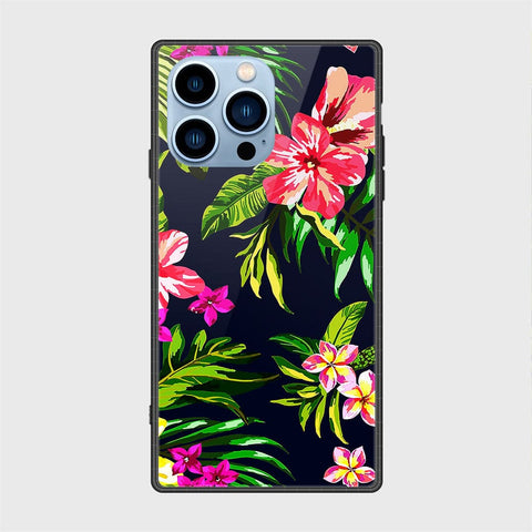 iPhone 13 Pro Cover- Floral Series - HQ Ultra Shine Premium Infinity Glass Soft Silicon Borders Case