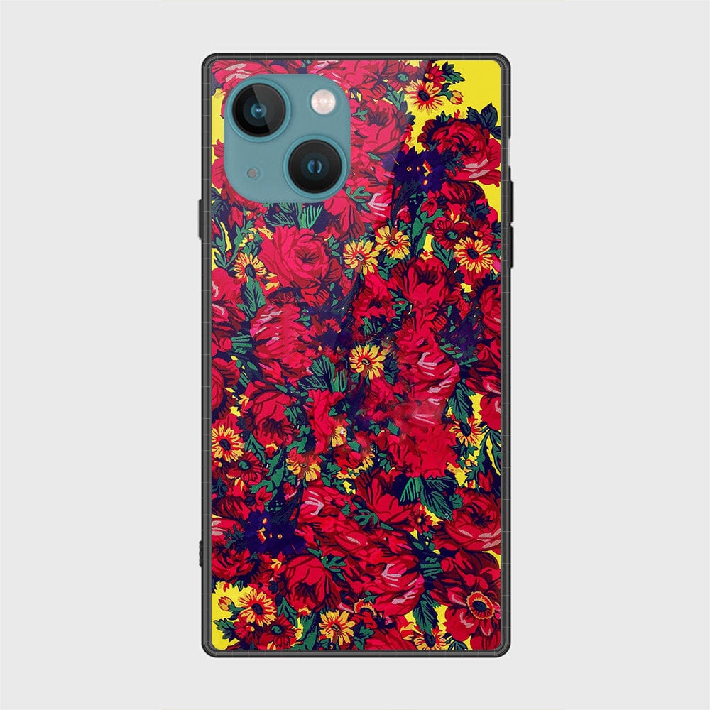 iPhone 14 Cover- Floral Series - HQ Ultra Shine Premium Infinity Glass Soft Silicon Borders Case