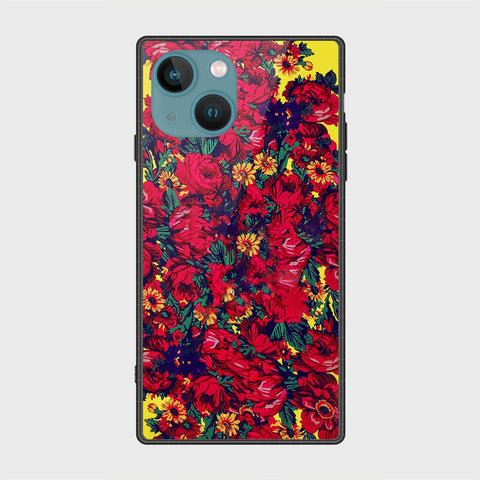 iPhone 14 Cover- Floral Series - HQ Ultra Shine Premium Infinity Glass Soft Silicon Borders Case