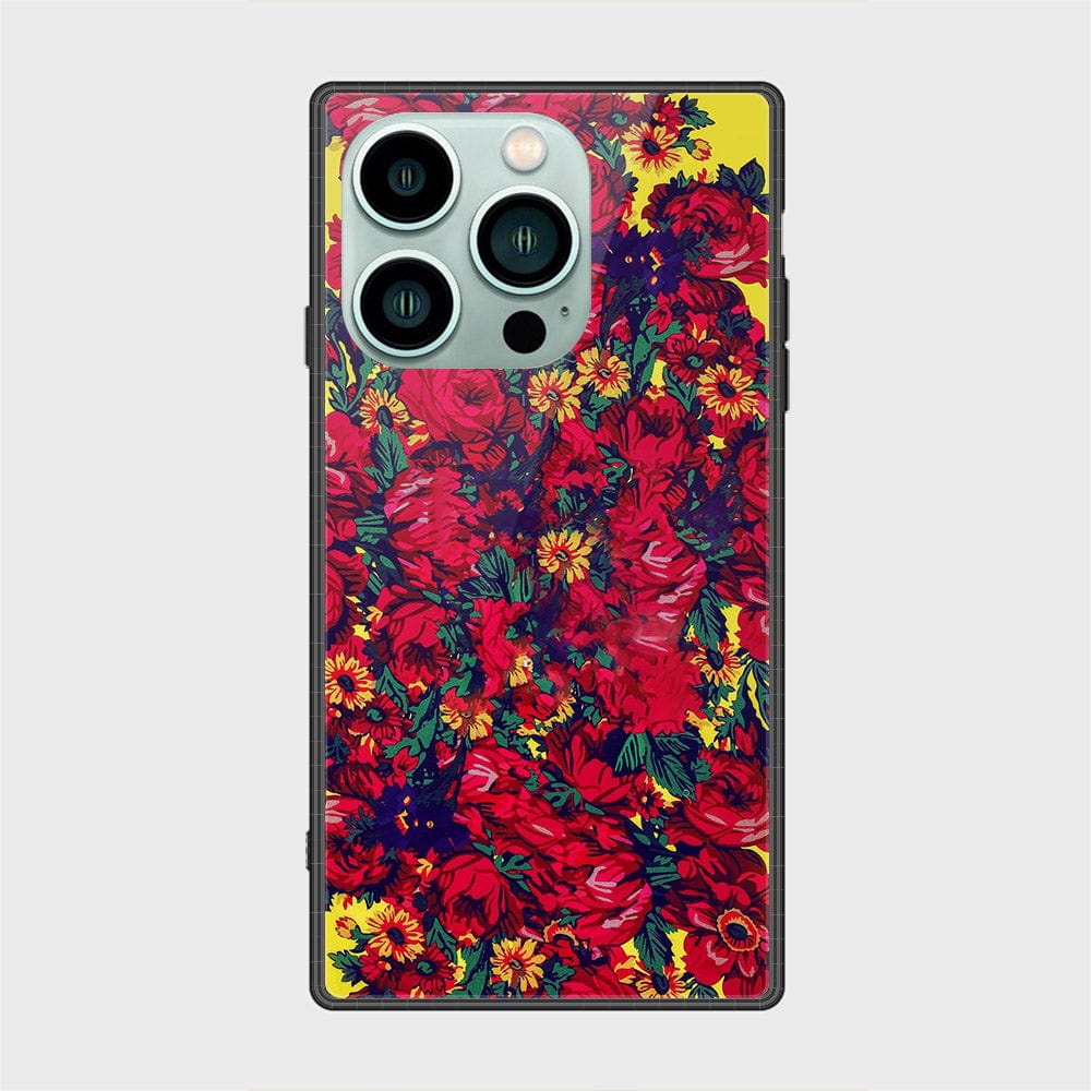 iPhone 14 Pro Cover- Floral Series - HQ Ultra Shine Premium Infinity Glass Soft Silicon Borders Case