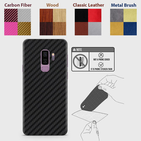 Samsung Galaxy S9 Plus Back Skins - Material Series - Glitter, Leather, Wood, Carbon Fiber etc - Only Back No Sides