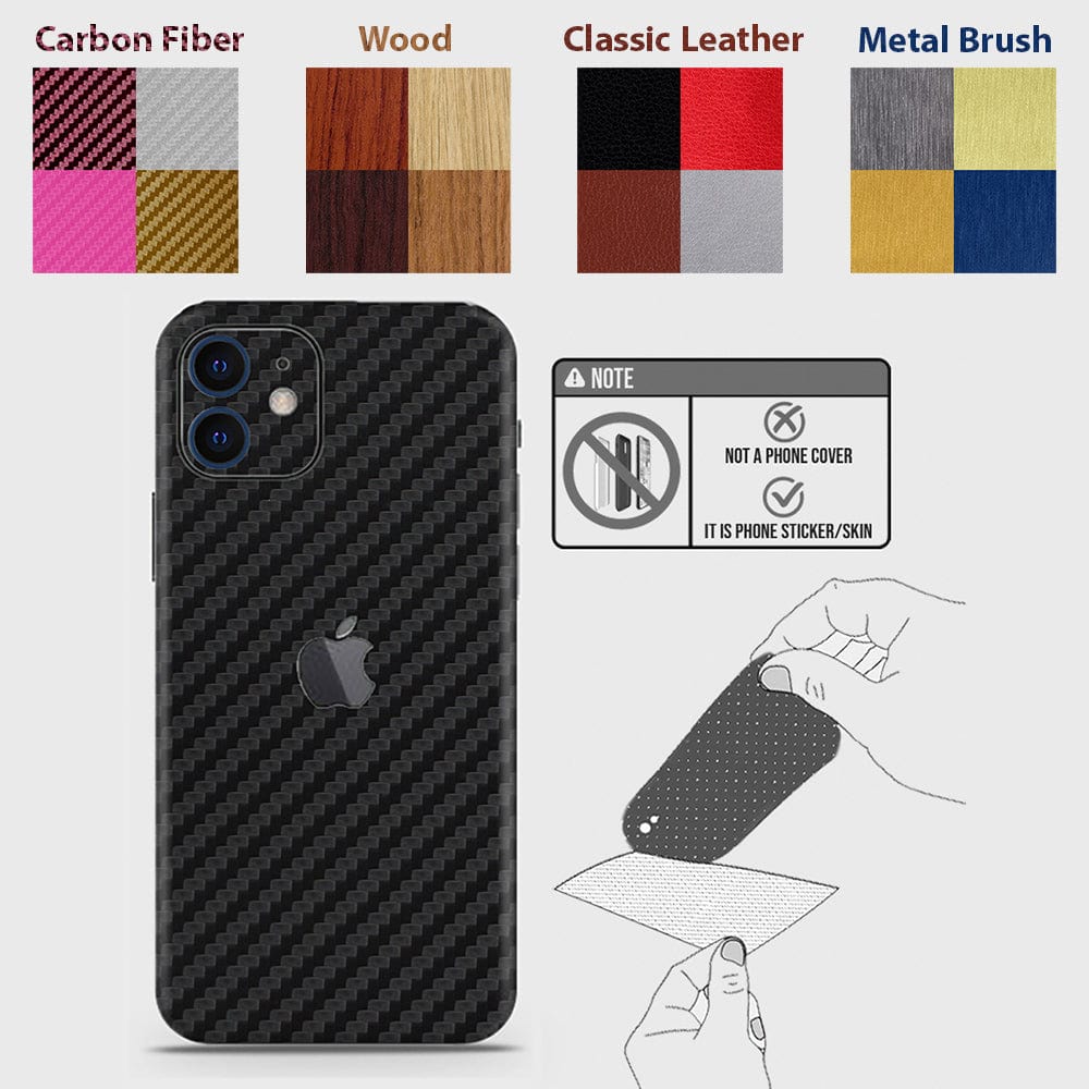 iPhone 11 Back Skins - Material Series - Glitter, Leather, Wood, Carbon Fiber etc - Only Back No Sides