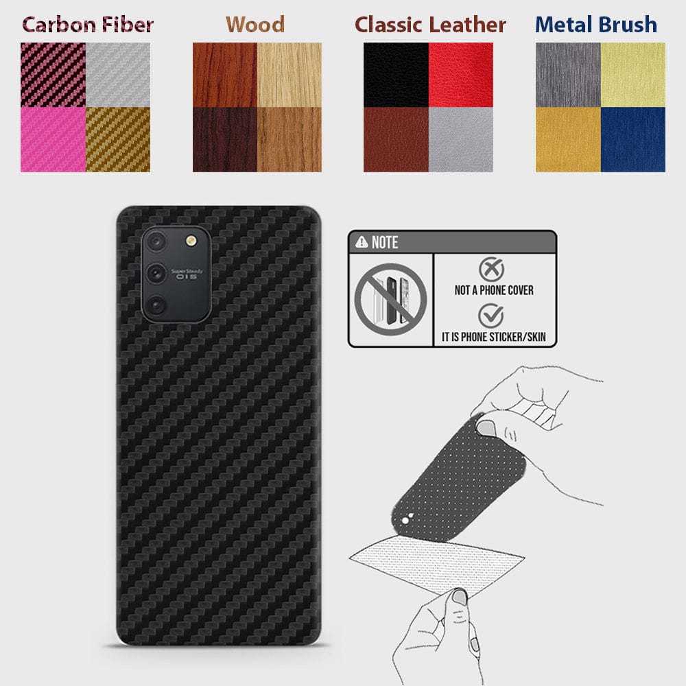 Samsung Galaxy S10 Lite Back Skins - Material Series - Glitter, Leather, Wood, Carbon Fiber etc - Only Back No Sides