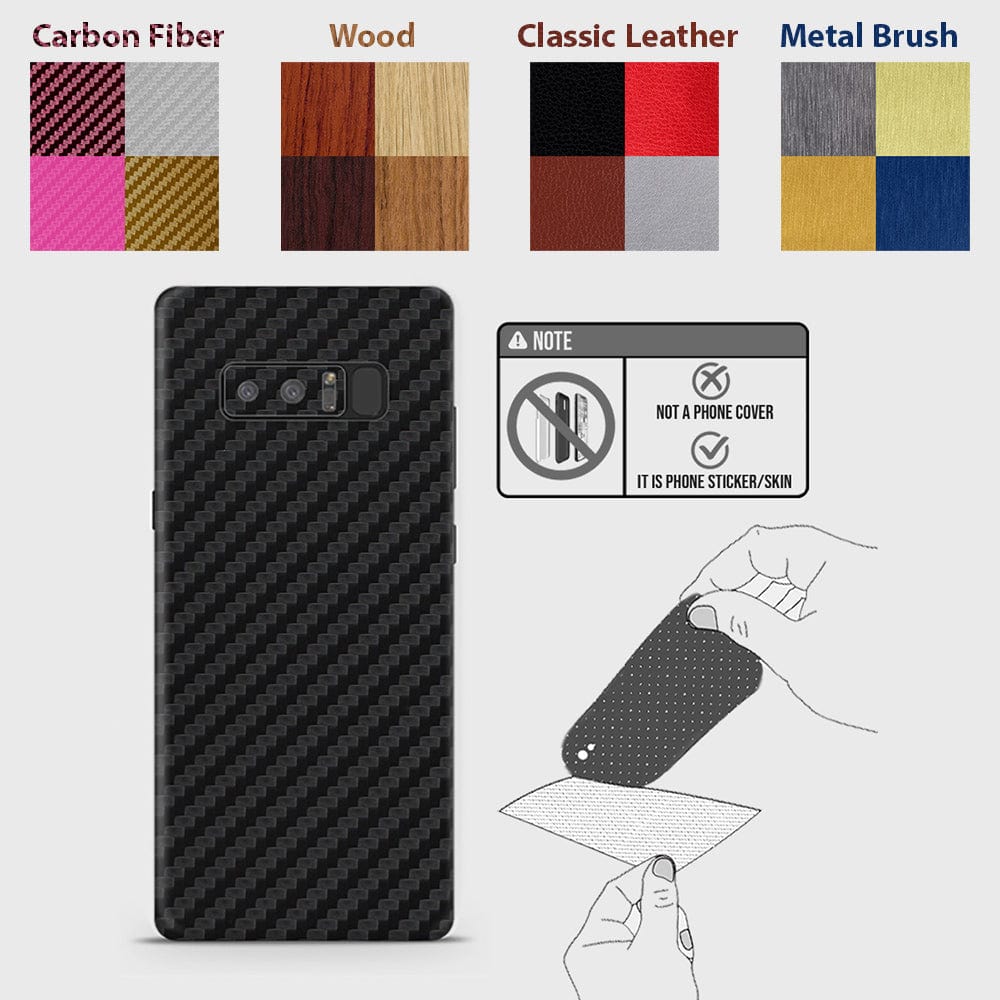 Samsung Galaxy Note 8 Back Skins - Material Series - Glitter, Leather, Wood, Carbon Fiber etc - Only Back No Sides