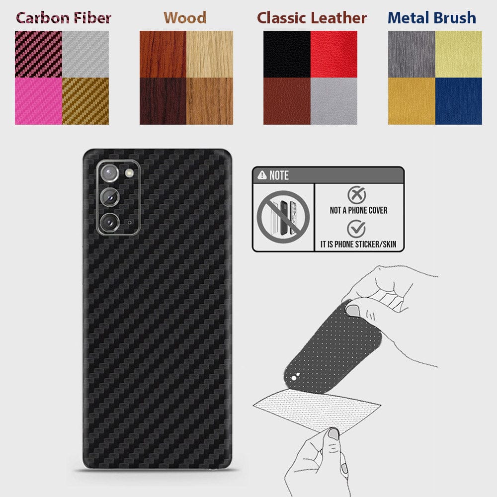 Samsung Galaxy Note 20 Back Skins - Material Series - Glitter, Leather, Wood, Carbon Fiber etc - Only Back No Sides