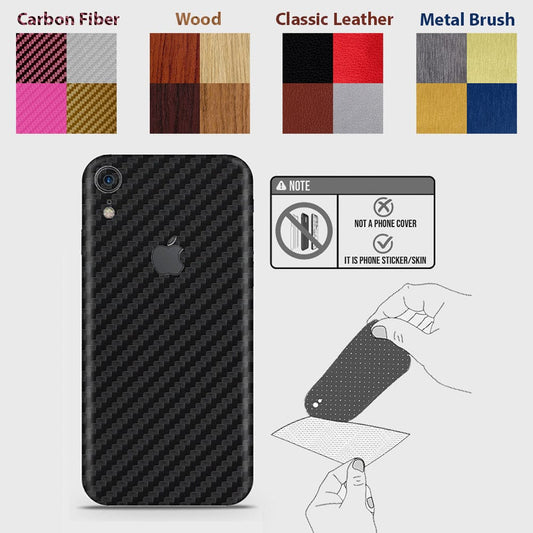 iPhone XR Back Skins - Material Series - Glitter, Leather, Wood, Carbon Fiber etc - Only Back No Sides