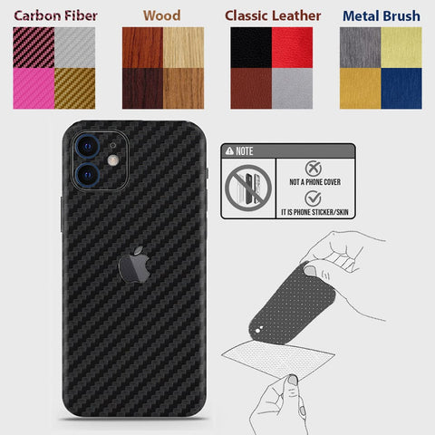 iPhone 12 Back Skins - Material Series - Glitter, Leather, Wood, Carbon Fiber etc - Only Back No Sides
