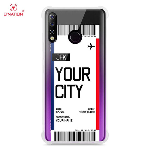 Tecno Spark 4 Cover - Personalised Boarding Pass Ticket Series - 5 Designs - Clear Phone Case - Soft Silicon Borders