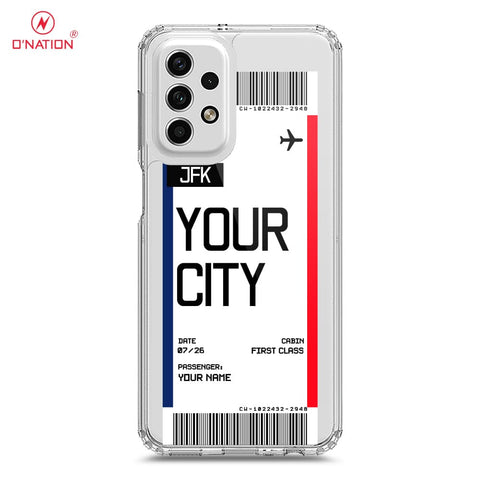 Samsung Galaxy A23 Cover - Personalised Boarding Pass Ticket Series - 5 Designs - Clear Phone Case - Soft Silicon Borders