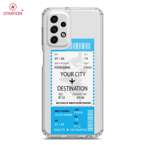 Samsung Galaxy A23 Cover - Personalised Boarding Pass Ticket Series - 5 Designs - Clear Phone Case - Soft Silicon Borders