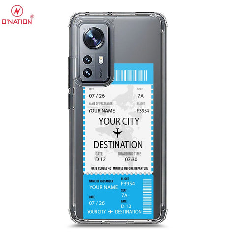 Xiaomi 12S Cover - Personalised Boarding Pass Ticket Series - 5 Designs - Clear Phone Case - Soft Silicon Borders