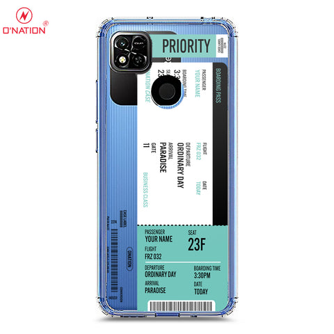 Xiaomi Redmi 10A Cover - Personalised Boarding Pass Ticket Series - 5 Designs - Clear Phone Case - Soft Silicon Borders