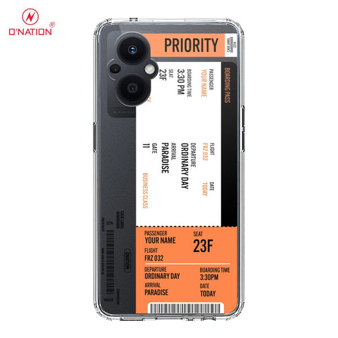 Oppo Reno 7Z 5G Cover - Personalised Boarding Pass Ticket Series - 5 Designs - Clear Phone Case - Soft Silicon Borders