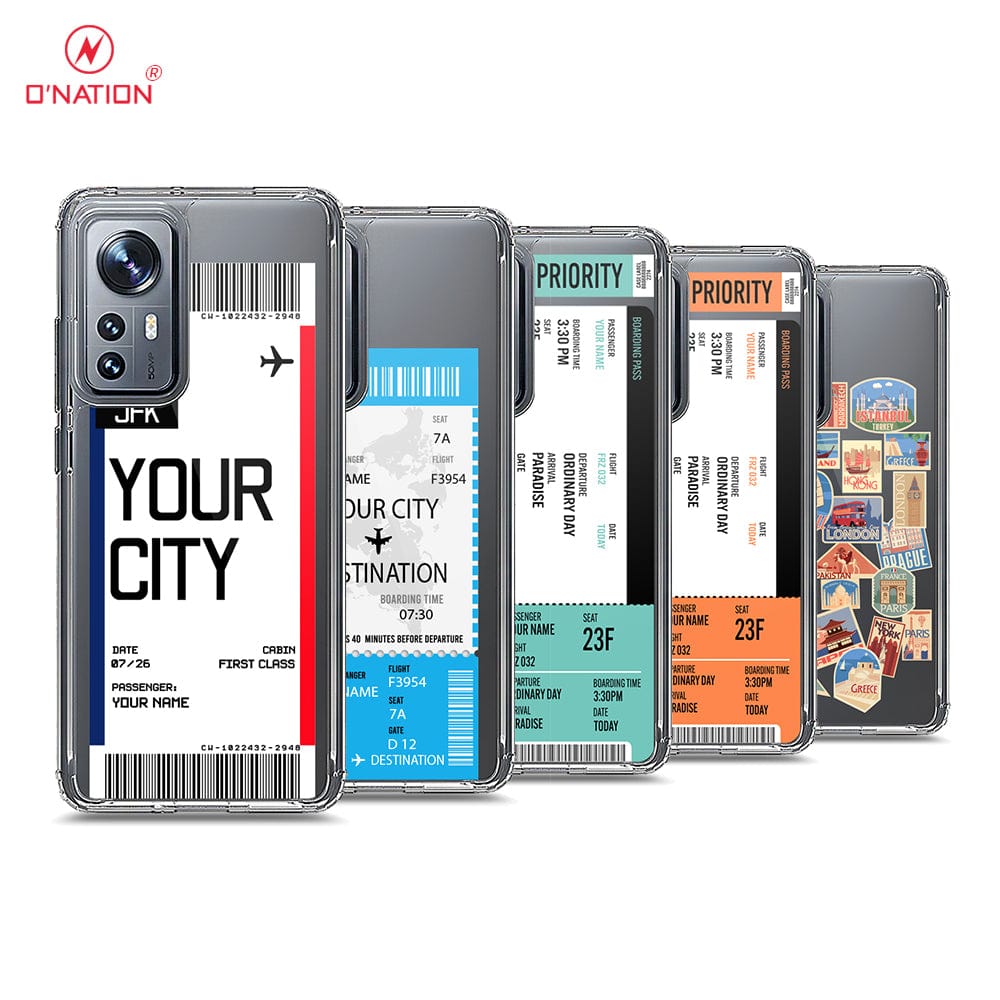 Xiaomi 12S Cover - Personalised Boarding Pass Ticket Series - 5 Designs - Clear Phone Case - Soft Silicon Borders