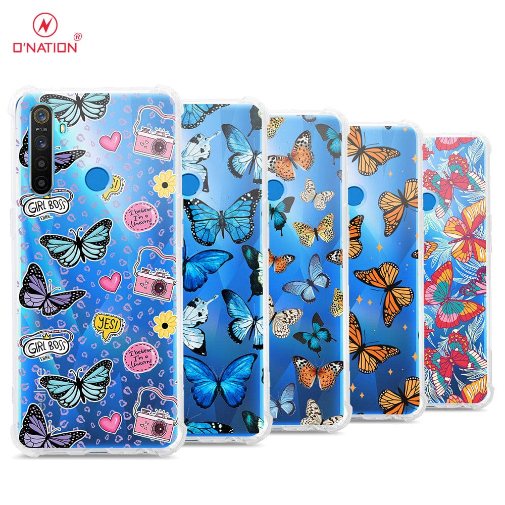 Realme 5 Cover - O'Nation Butterfly Dreams Series - 9 Designs - Clear Phone Case - Soft Silicon Borders