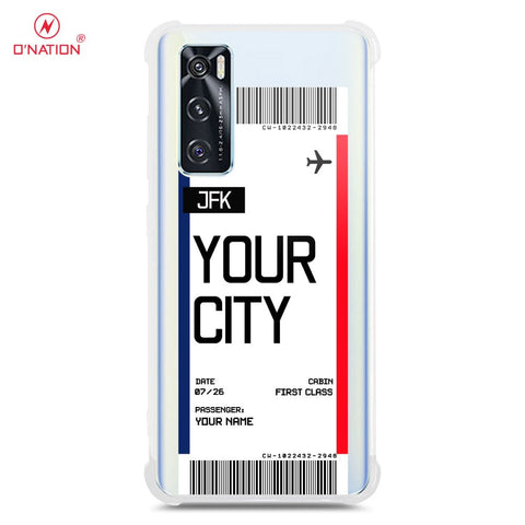 Vivo V20 SE Cover - Personalised Boarding Pass Ticket Series - 5 Designs - Clear Phone Case - Soft Silicon Borders