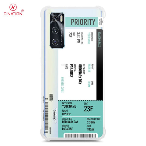 Vivo V20 SE Cover - Personalised Boarding Pass Ticket Series - 5 Designs - Clear Phone Case - Soft Silicon Borders