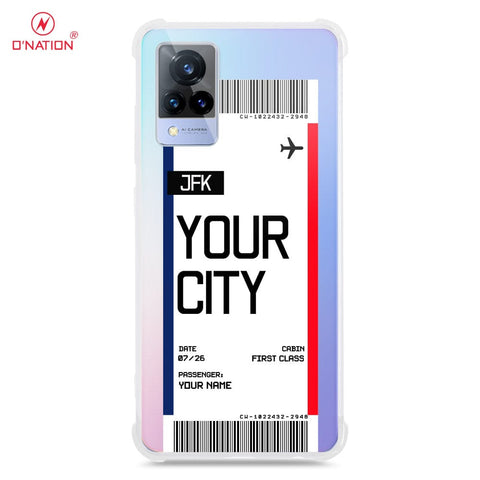 Vivo V21 Cover - Personalised Boarding Pass Ticket Series - 5 Designs - Clear Phone Case - Soft Silicon Borders