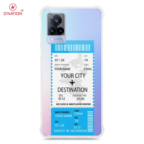 Vivo V21 Cover - Personalised Boarding Pass Ticket Series - 5 Designs - Clear Phone Case - Soft Silicon Borders