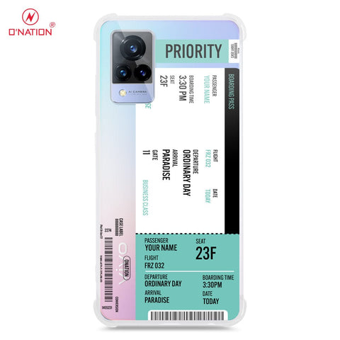 Vivo V21 Cover - Personalised Boarding Pass Ticket Series - 5 Designs - Clear Phone Case - Soft Silicon Borders