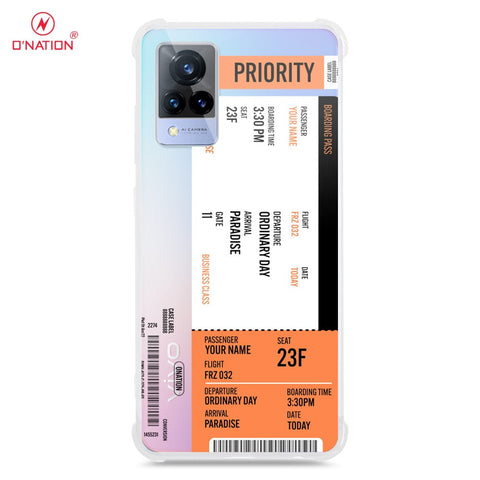 Vivo V21 Cover - Personalised Boarding Pass Ticket Series - 5 Designs - Clear Phone Case - Soft Silicon Borders