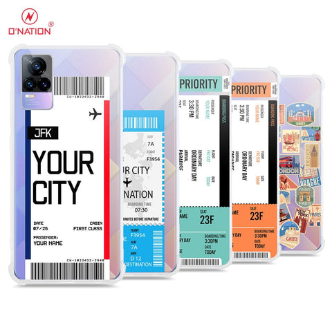 Vivo V21e Cover - Personalised Boarding Pass Ticket Series - 5 Designs - Clear Phone Case - Soft Silicon Borders