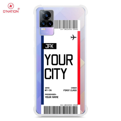 Vivo V21e Cover - Personalised Boarding Pass Ticket Series - 5 Designs - Clear Phone Case - Soft Silicon Borders