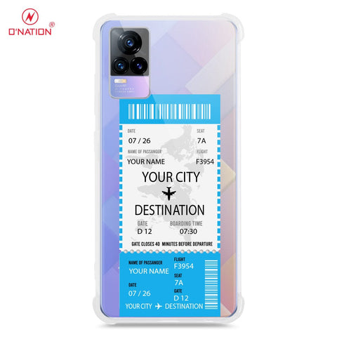 Vivo V21e Cover - Personalised Boarding Pass Ticket Series - 5 Designs - Clear Phone Case - Soft Silicon Borders