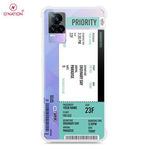 Vivo V21e Cover - Personalised Boarding Pass Ticket Series - 5 Designs - Clear Phone Case - Soft Silicon Borders