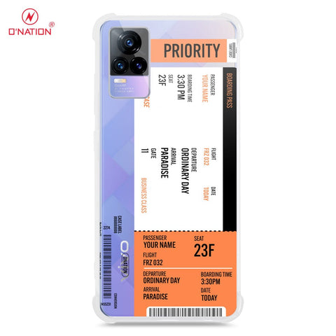 Vivo V21e Cover - Personalised Boarding Pass Ticket Series - 5 Designs - Clear Phone Case - Soft Silicon Borders